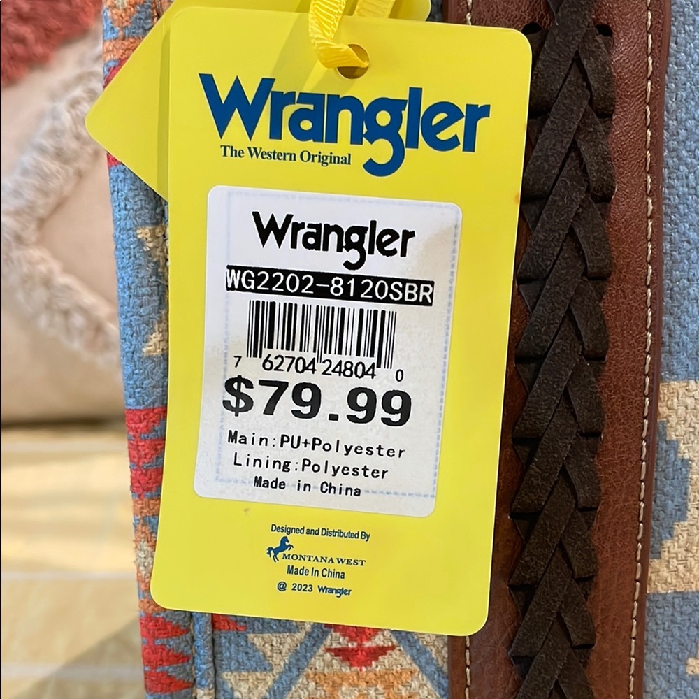 Wrangler Blue and Brown Crossbody Bag with Southwestern Flair - Picture 3 of 6